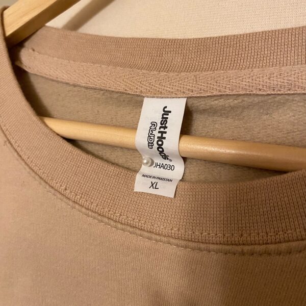 Upcycled Tan Sweatshirt with Rag Quilt Heart Appliqué - Image 3