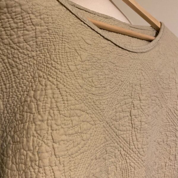 Handmade Tan Quilted Sweatshirt with Mandala Details - Image 2