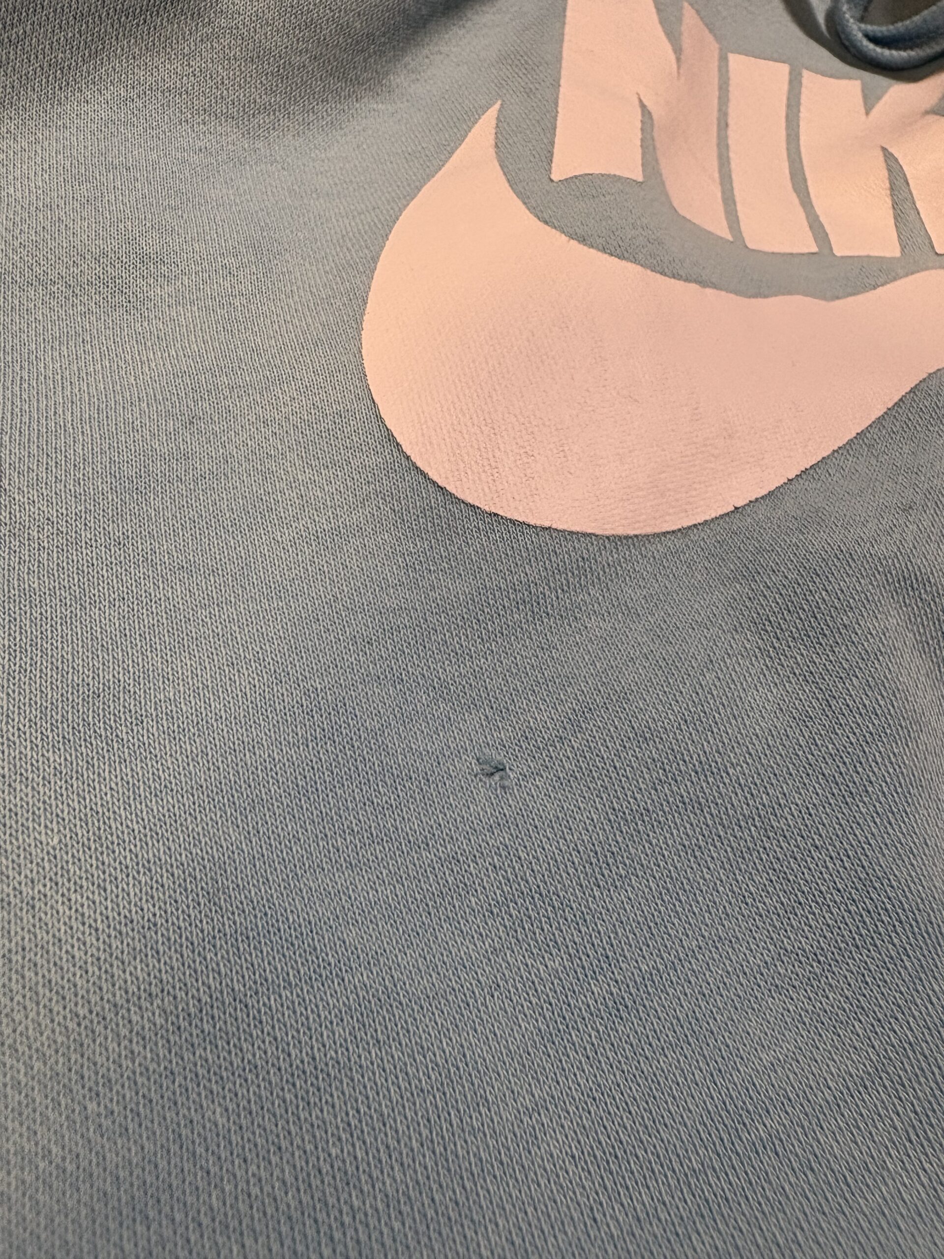 Upcycled Nike Hoodie with Tie Dye Patches – Blue & White - Image 4