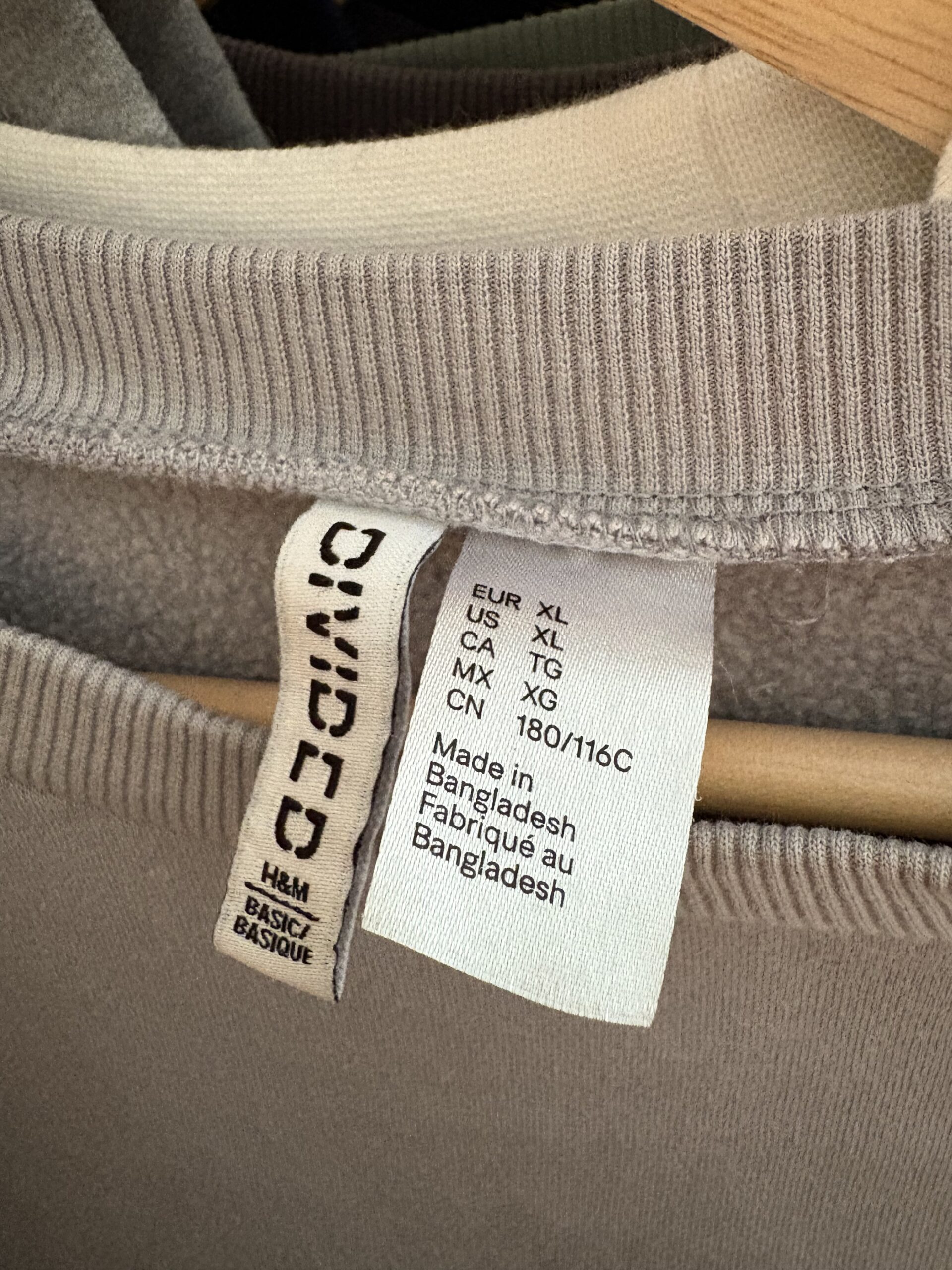 Upcycled Sweatshirt with Floral Stripe Appliqué – Blue, Grey, & Off-White - Image 3