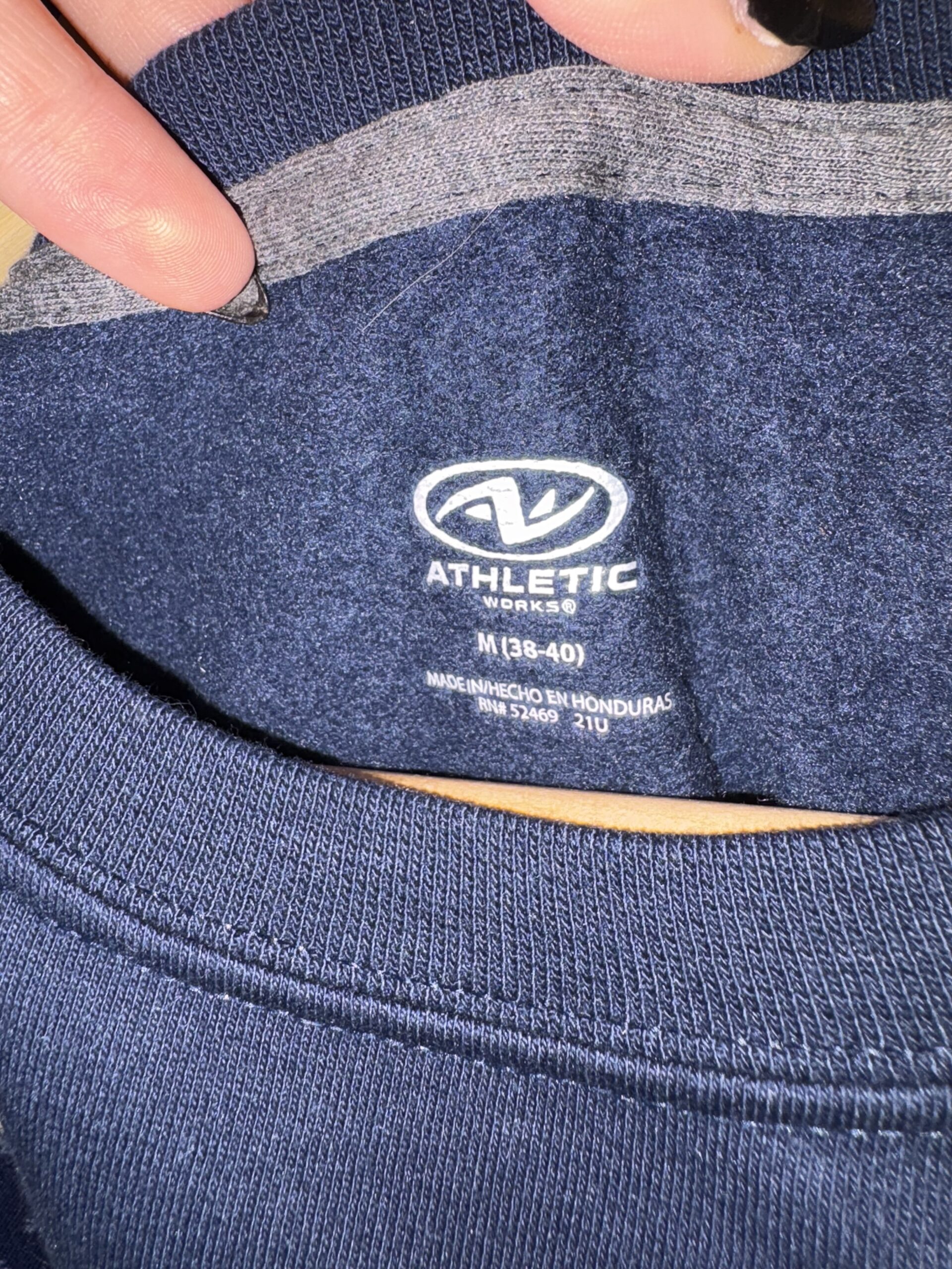 Upcycled Sweatshirt with Floral Quilt Panel Appliqué – Navy Blue - Image 2